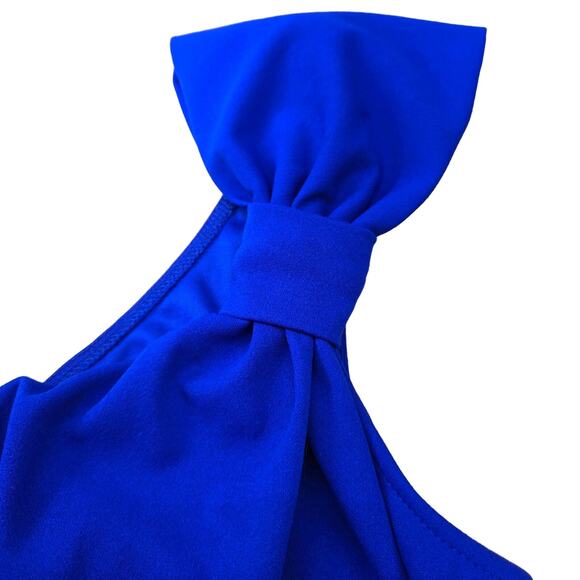 Misses junior teen dress size M medium blue one shoulder bow petite  8 10 - Picture 4 of 9